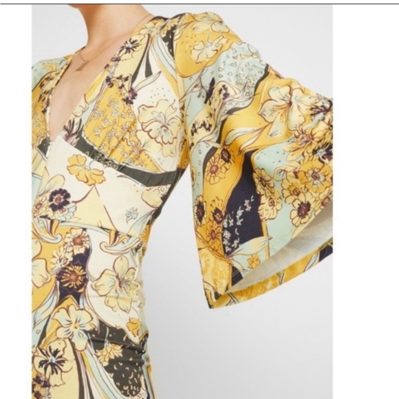 Free People Night Fever Yellow Wide-Leg Jumpsuit NWT - Picture 4 of 10